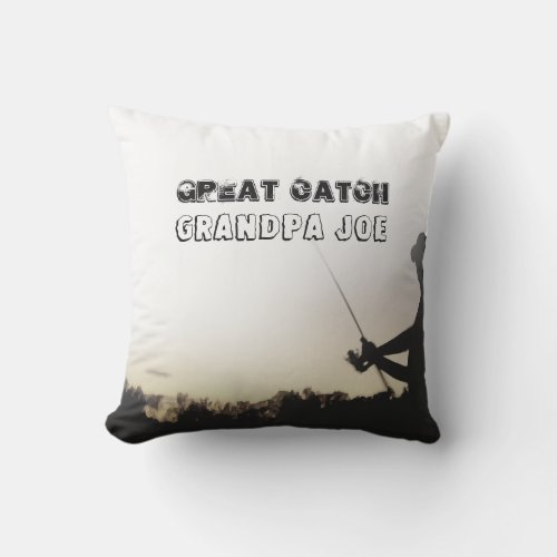 Great Catch _ Artsy Fisherman Fishing Personalized Outdoor Pillow