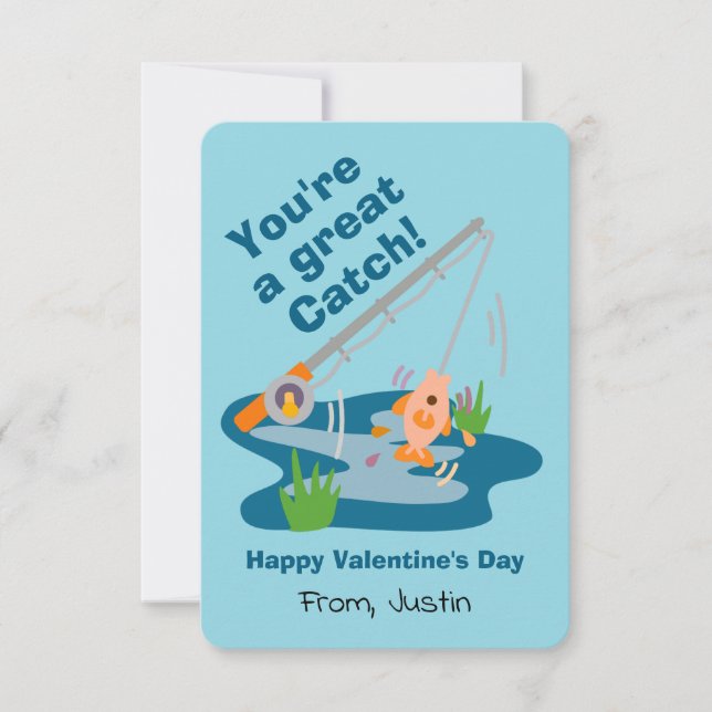 Great Catch Fishing Valentine Invitation (Front)