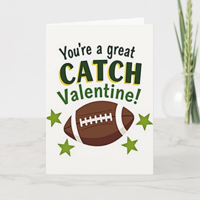 Great Catch Football Valentine Card (Front)