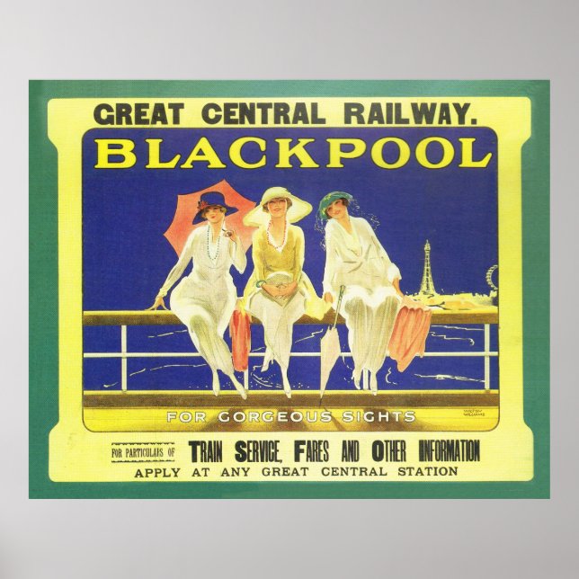 Great Central trains Railway poster Blackpool (Front)