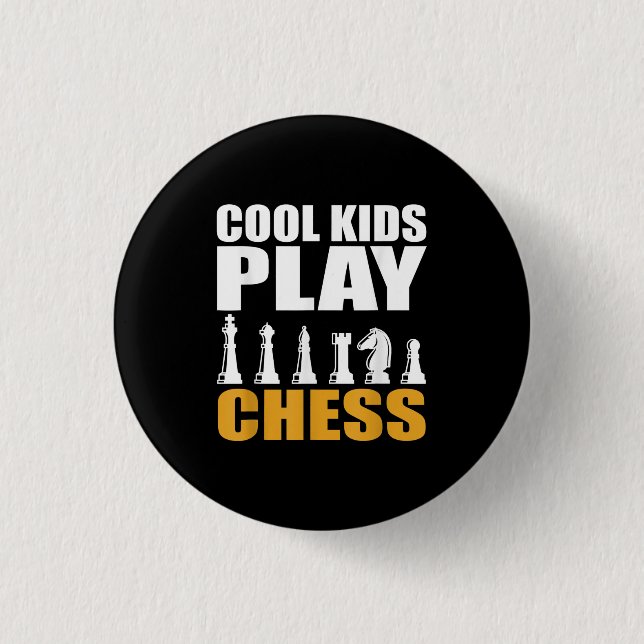 Great Chess Kids Chess Piece Girls Boys Button (Front)