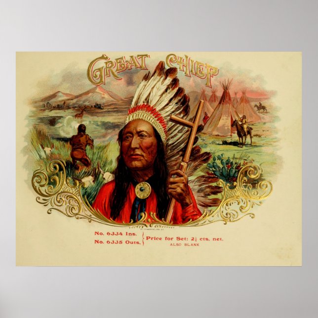 Great Chief Vintage Cigar Box Labels Poster (Front)