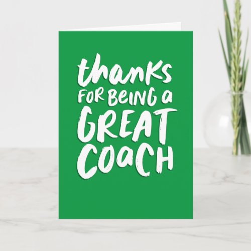 Great coach green white handlettered thank you card