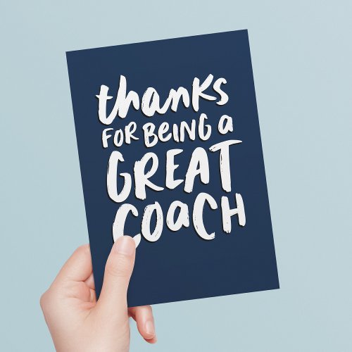 Great coach navy blue thank you card