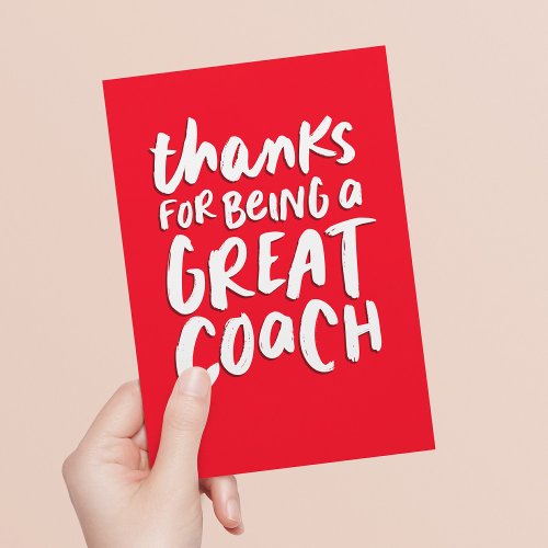 Great coach red handlettered thank you card