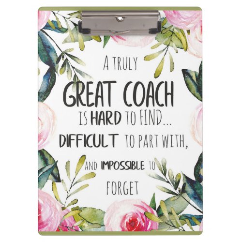Great Coach typography Office decor Coach gift Clipboard