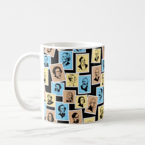 Great composers on stamps tricolour pattern _  1 coffee mug