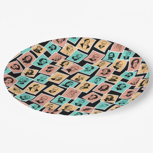 Great composers on stamps, tricolour pattern - 2 paper plates (Angled)