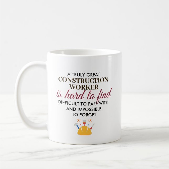 Great Construction Worker Personalized Name Gift Coffee Mug (Left)