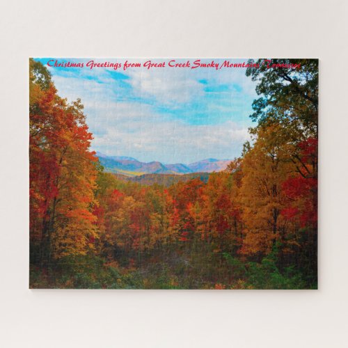 Great Creek  Smoky Mountains Christmas Greetings Jigsaw Puzzle