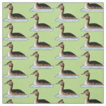 Great crested grebe bird cartoon illustration  fabric