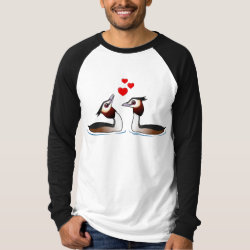 Great Crested Grebes in Love Men's Canvas Long Sleeve Raglan T-Shirt