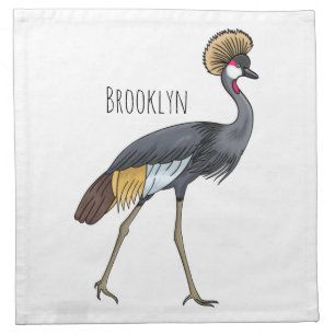Great crowned crane bird cartoon illustration cloth napkin