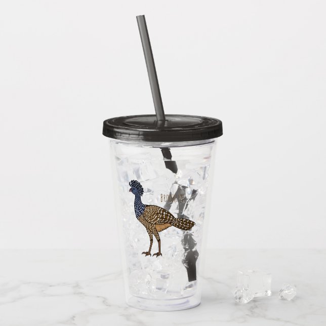 Great curassow bird cartoon illustration acrylic tumbler (Front Ice)