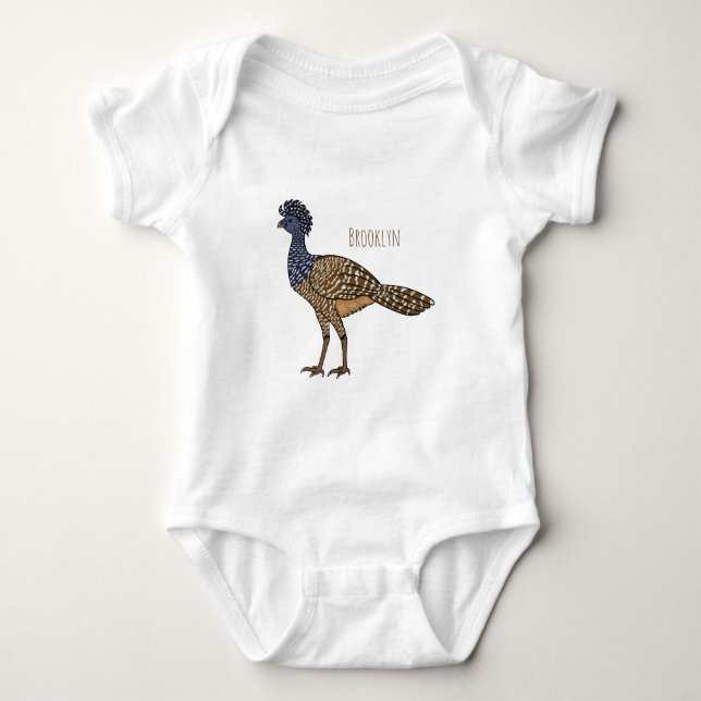 Great curassow bird cartoon illustration  baby bodysuit (Front)