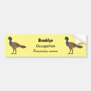 Great curassow bird cartoon illustration bumper sticker