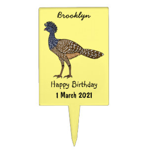 Great curassow bird cartoon illustration cake topper