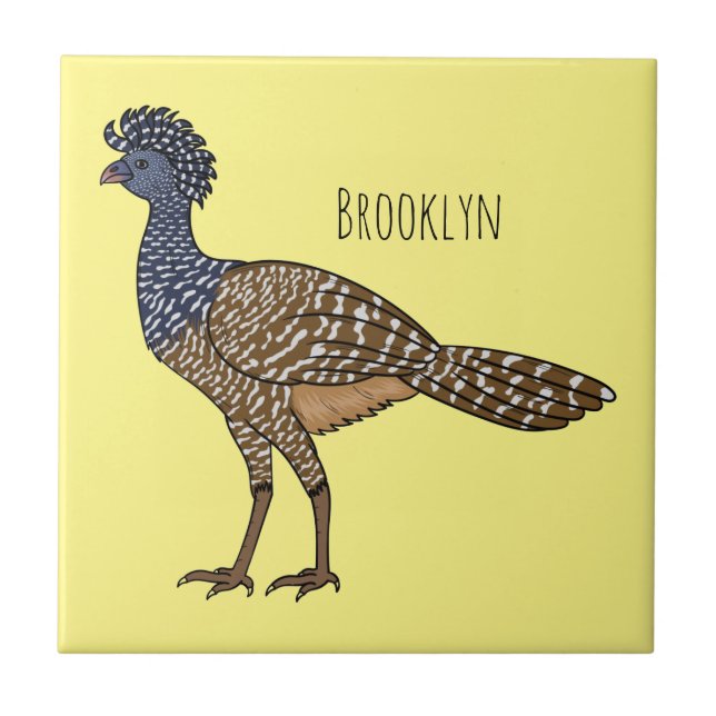 Great curassow bird cartoon illustration  ceramic tile (Front)