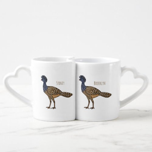 Great curassow bird cartoon illustration  coffee mug set