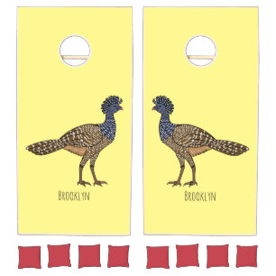 Great curassow bird cartoon illustration cornhole set