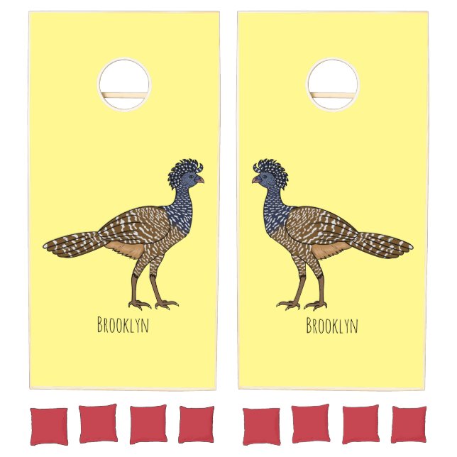 Great curassow bird cartoon illustration  cornhole set (Set)