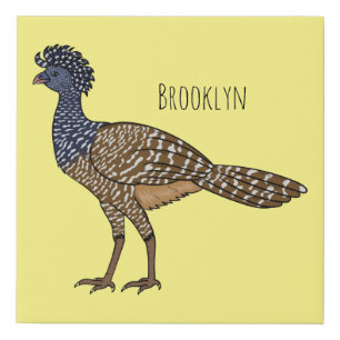 Great curassow bird cartoon illustration  faux canvas print