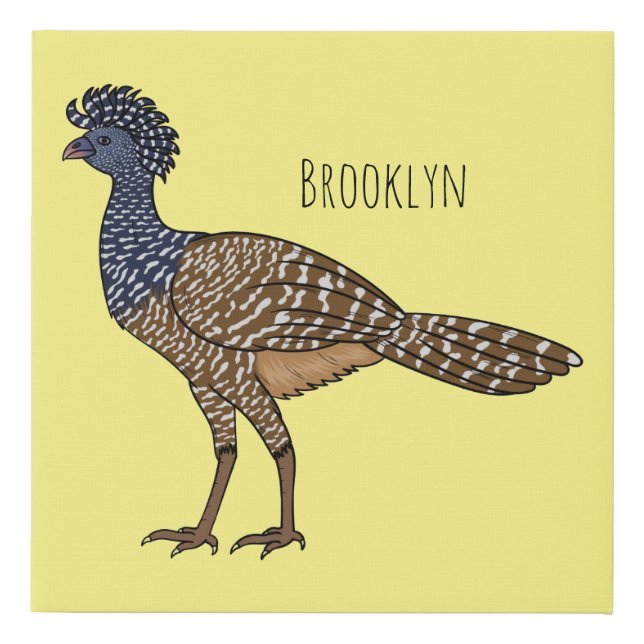 Great curassow bird cartoon illustration  faux canvas print (Front)