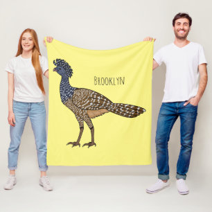 Great curassow bird cartoon illustration fleece blanket