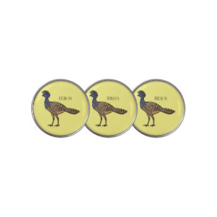 Great curassow bird cartoon illustration golf ball marker
