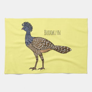 Great curassow bird cartoon illustration kitchen towel