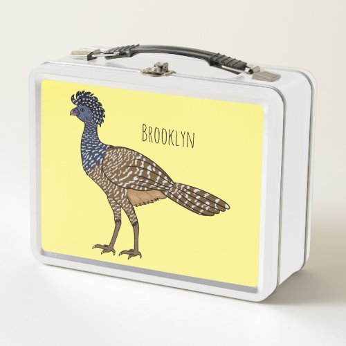 Great curassow bird cartoon illustration metal lunch box
