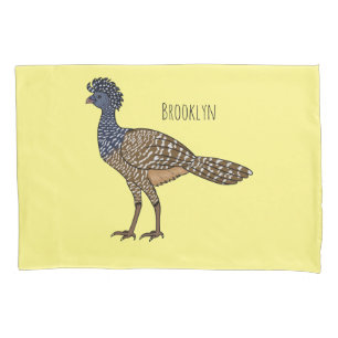 Great curassow bird cartoon illustration pillow case