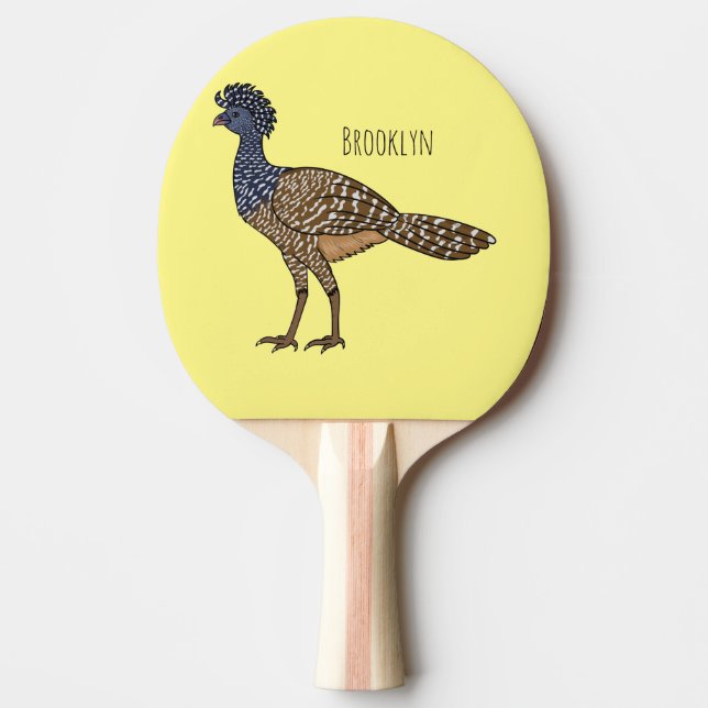 Great curassow bird cartoon illustration ping pong paddle (Front)