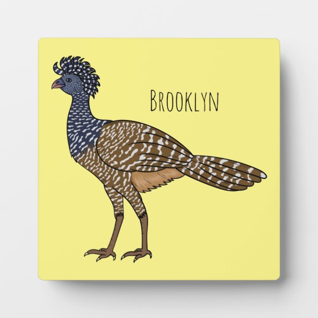 Great curassow bird cartoon illustration plaque (Front)