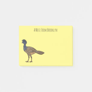 Great curassow bird cartoon illustration post-it notes