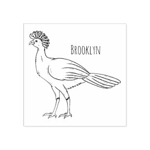 Great curassow bird cartoon illustration  rubber stamp