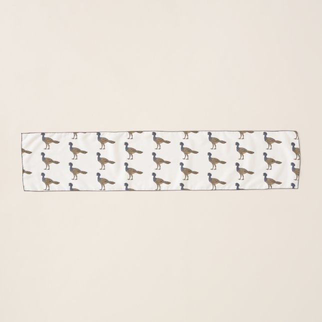 Great curassow bird cartoon illustration scarf (Front (Horizontal))