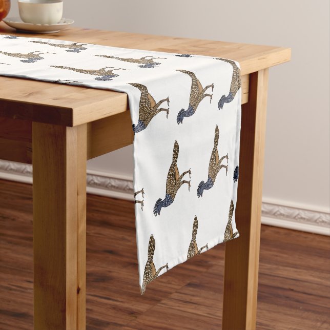 Great curassow bird cartoon illustration  short table runner (In Situ)