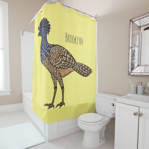 Great curassow bird cartoon illustration  shower curtain
