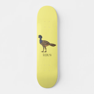 Great curassow bird cartoon illustration skateboard
