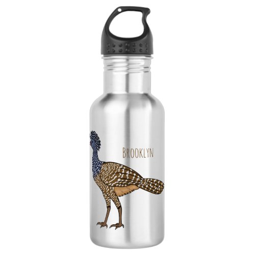 Great curassow bird cartoon illustration  stainless steel water bottle