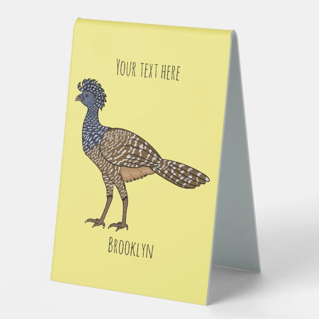 Great curassow bird cartoon illustration table tent (Front)