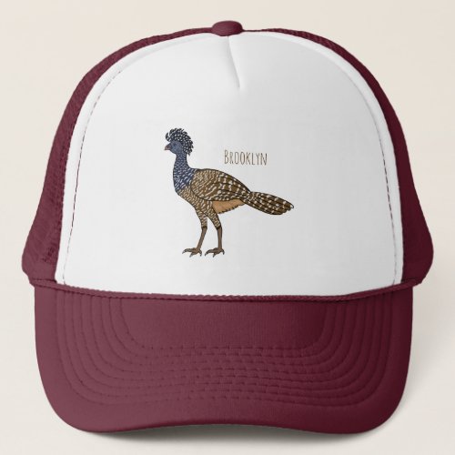 Great curassow bird cartoon illustration  trucker hat