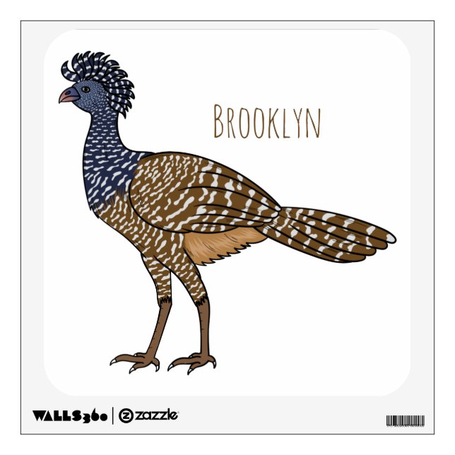 Great curassow bird cartoon illustration  wall decal (Front)