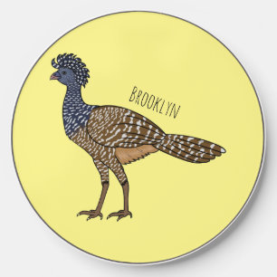 Great curassow bird cartoon illustration wireless charger