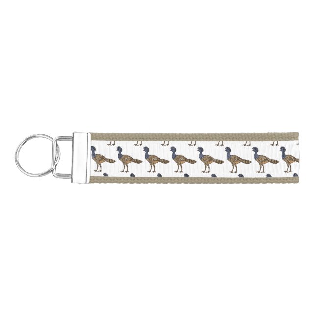 Great curassow bird cartoon illustration wrist keychain (Keys on Left)