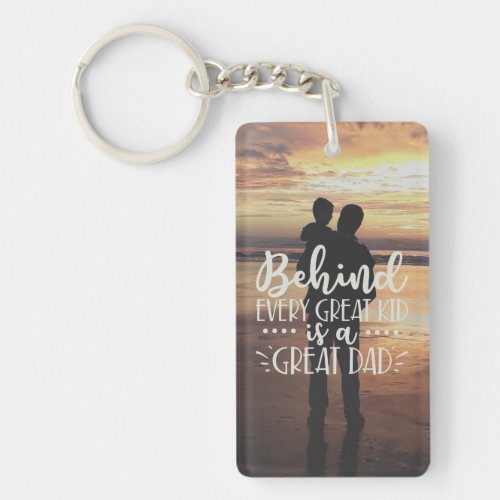 Great Dad Cute Fathers Day Photo Keychain