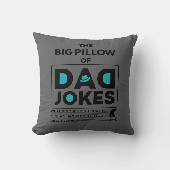 Great Dad Jokes Design Text With Gray Background Throw Pillow (Front)