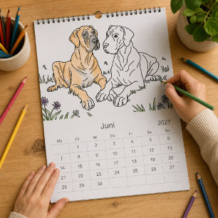 Great Dane 18-Month Coloring Personalized Calendar