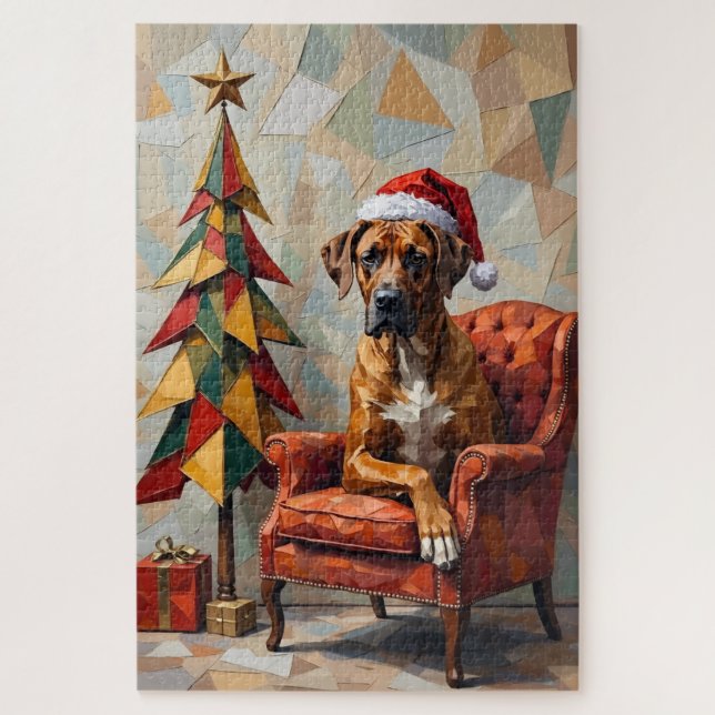 Great Dane Abstract Geometric Christmas Nap Hat Jigsaw Puzzle (Vertical)